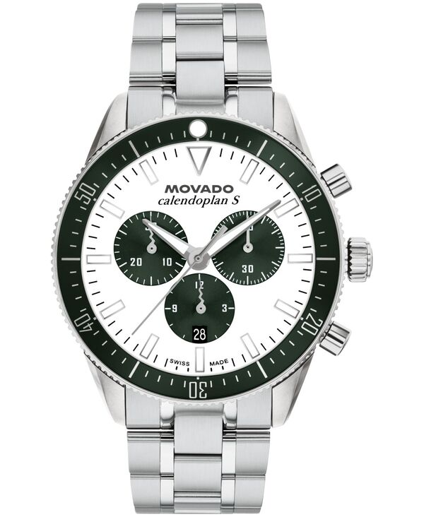 モバド メンズ アクセサリー 腕時計 Tシャツ Movado Men's Calendoplan S Swiss Quartz Chrono Stainless-Steel Watch 42mm Silver-Ton..