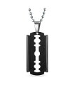 【送料無料】 ブリング レディース ネックレス・チョーカー・ペンダントトップ アクセサリー Hip Hop Biker Jewelry Goth Punk Rock Large Razor Blade Dog Tag Pendant Necklace Black Silver Gold Tone Stainless Steel 20 Inch Ball Chain Black