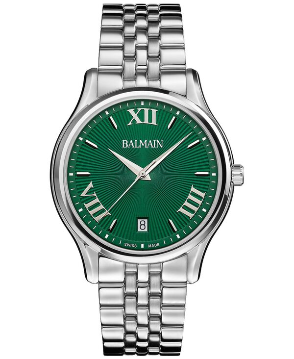 【送料無料】 バルマン メンズ 腕時計 アクセサリー Men's Swiss Beleganza Stainless Steel Bracelet Watch 40mm Green