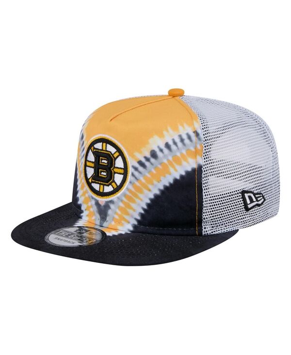 ニューエラ メンズ アクセサリー 帽子 New Era Men's Black/Gold Boston Bruins Throwback V-Dye Adjus...