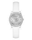 【送料無料】 ゲス レディース 腕時計 アクセサリー Women's White Silver Tone Analog Watch 32mm Silver-tone