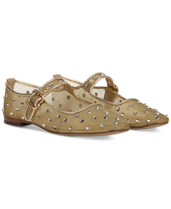 【送料無料】 サムエデルマン レディース パンプス シューズ Women's Michaela Shine Mary Jane Flats Amber Gold Mesh Fabric