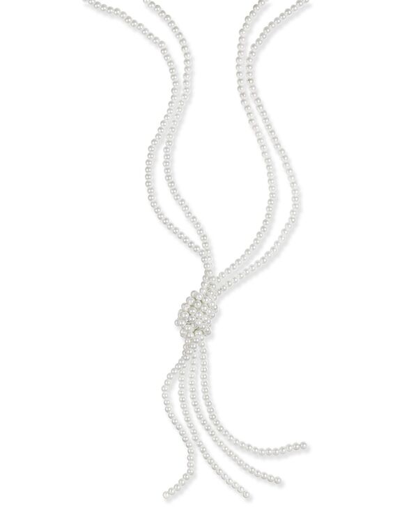 チャータークラブ レディース アクセサリー ネックレス・チョーカー・ペンダントトップ レース Charter Club Imitation Pearl Knotted Lariat Necklace 28 + 2 extender White ホワイト