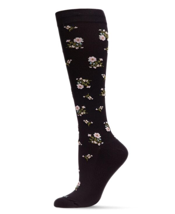 【送料無料】 メモイ レディース 靴下 アンダーウェア Women's Ditsy Floral Nylon 15-20mmHg Graduated Compression Socks UOY07414 Black