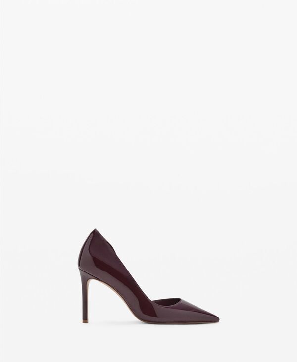 マンゴ レディース シューズ パンプス ヒール MANGO Women's Patent Heeled Shoes Burgundy バーガンディ(4)