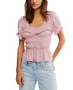 【送料無料】 フリーピープル レディース シャツ トップス Women's Adore You Printed Puff-Sleeve Blouse Bleached Mauve Combo