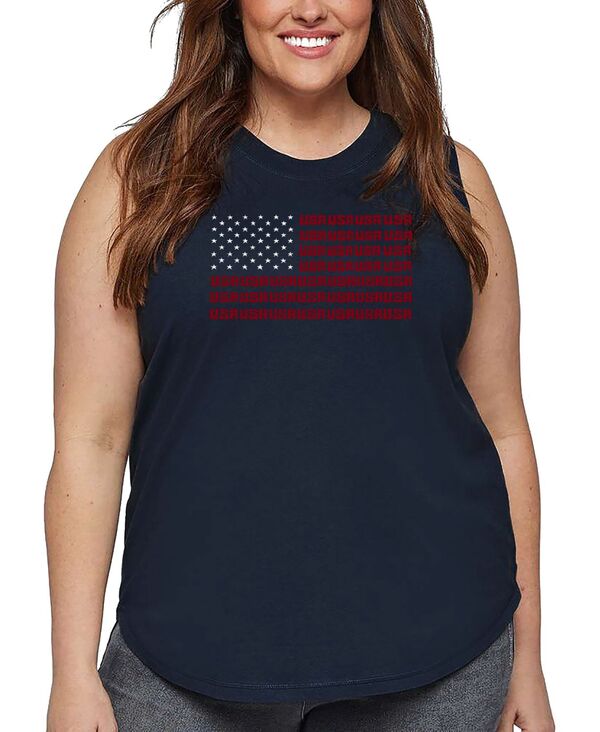 エルエーポップアート レディース トップス タンクトップ プラスサイズ LA Pop Art Plus Size USA Flag..