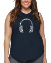 【送料無料】 エルエーポップアート レディース タンクトップ トップス Plus Size Music Note Headphones Word Art Tank Top Navy