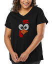 【送料無料】 エルエーポップアート レディース Tシャツ トップス Plus Size Turkey Face Word Art V-Neck T-Shirt Black