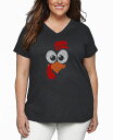 【送料無料】 エルエーポップアート レディース Tシャツ トップス Plus Size Turkey Face Word Art V-Neck T-Shirt Grey