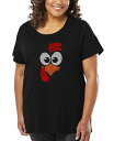 【送料無料】 エルエーポップアート レディース Tシャツ トップス Plus Size Turkey Face Word Art T-Shirt Black