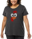 【送料無料】 エルエーポップアート レディース Tシャツ トップス Plus Size Turkey Face Word Art T-Shirt Gray
