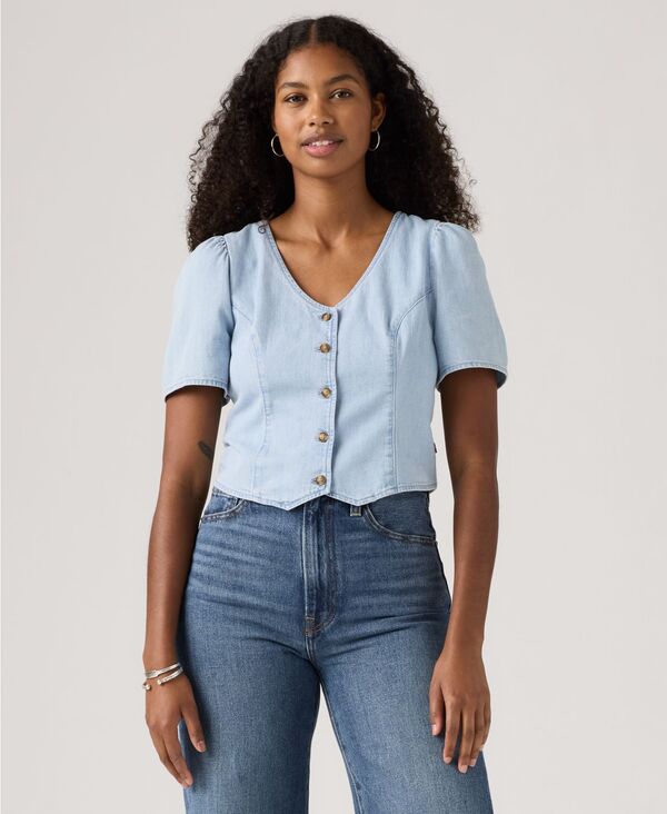 ReVida ŷԾŹ㤨֥꡼Х ǥ ȥåץ  Ⱦµ åȥ ǥ˥ ֥饦 Levi's Women's Moxie Cotton Short-Sleeve Denim Blouse Soft As Butter 3 ǥ˥פβǤʤ12,480ߤˤʤޤ