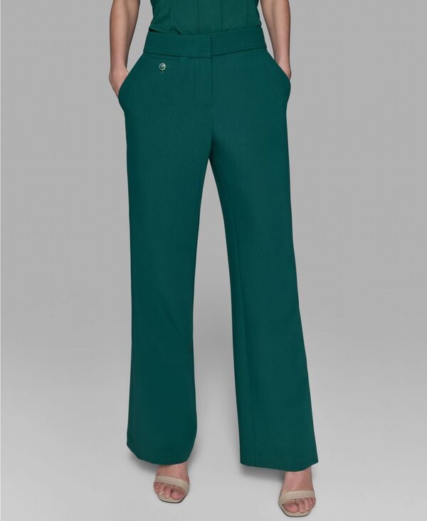 カール ラガーフェルド レディース ボトムス カジュアルパンツ パンツ KARL LAGERFELD PARIS Women's Straight-Leg Pants Rain Forest Green グリーン(4)