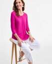 【送料無料】 ジェイエムコレクション レディース シャツ トップス Women's 3/4-Sleeve Scoop Neck Top PXS-XXL Purple Fizz(4)