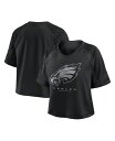 【送料無料】 ファナティクス レディース シャツ トップス Women's Philadelphia Eagles Oversized Raglan V-Neck Blackout Fashion Jersey Black