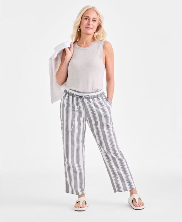 スタイルアンドコー レディース ボトムス カジュアルパンツ パンツ コットン Style & Co Women's Cotton Mid-Rise Pull-On Wide-Leg Pants Antique White ホワイト