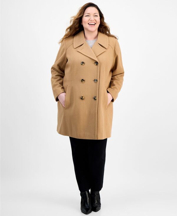 アンクライン レディース アウター ジャケット ブルゾン プラスサイズ コート Anne Klein Plus Size Double-Breasted Peacoat Camel キャメル