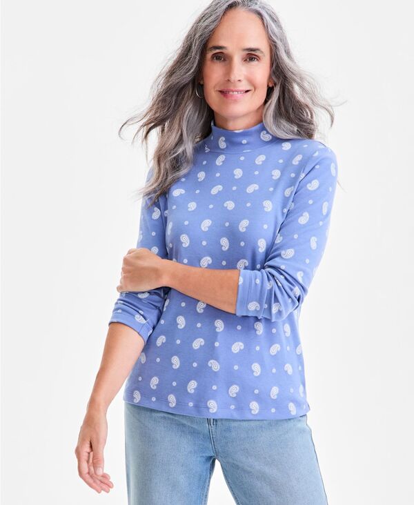 スタイルアンドコー レディース トップス シャツ モックネック プリント ニット Style & Co Women's Pr..