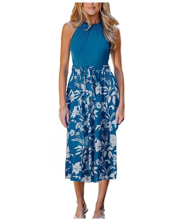 カップシー レディース トップス ワンピース フラワー柄 ミディ フラワー Cupshe Women's Wild Blue Floral Midi Beach Dress Light/pastel blue ブルー