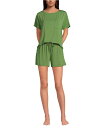 【送料無料】 ランズエンド レディース ナイトウェア アンダーウェア Women's Cooling 2 Piece Pajama Set - Short Sleeve Tee and Shorts Valley green