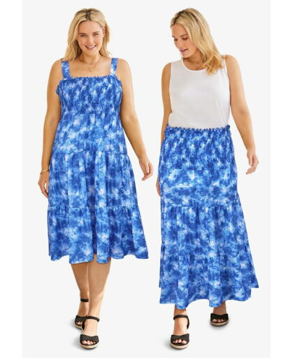【送料無料】 ウーマン ウィズイン レディース ワンピース トップス Plus Size Convertible Dress To Skirt Royal navy tie dye 【送料無料】 ウーマン ウィズイン レディース ワンピース トップス Plus Size Convertible Dress To Skirt Royal navy tie dye