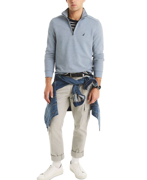 【送料無料】 ナウティカ メンズ パーカー・スウェット アウター Men's Quarter-Zip Fleece Sweatshirt Deep Anchor Heather
