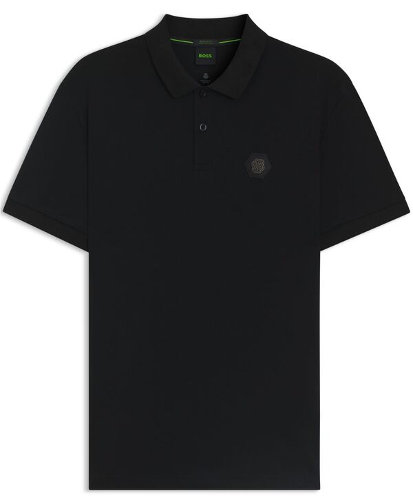 ヒューゴボス メンズ トップス ポロシャツ コットン Hugo Boss Men's Double B Pima Cotton Polo Shirt Black ブラック