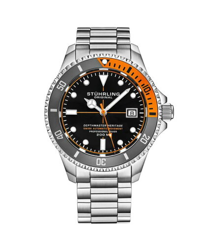 【送料無料】 ストゥーリング メンズ 腕時計 アクセサリー Men s Depthmaster Heritage 42mm Swiss Automatic Diver Watch, Black Dial, Orange Bezel, Stainless Steel Bracelet, 200M WR Black 【送料無料】 ストゥーリング メンズ 腕時計 アクセサリー Men s Depthmaster Heritage 42mm Swiss Automatic Diver Watch, Black Dial, Orange Bezel, Stainless Steel Bracelet, 200M WR Black