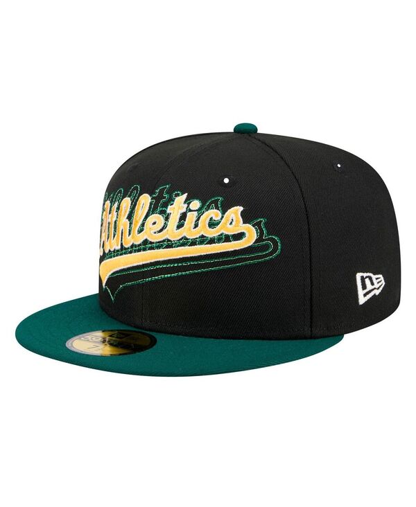 ニューエラ メンズ アクセサリー 帽子 New Era Men's Black Athletics Shadow Stitch 59FIFTY Fitted H...