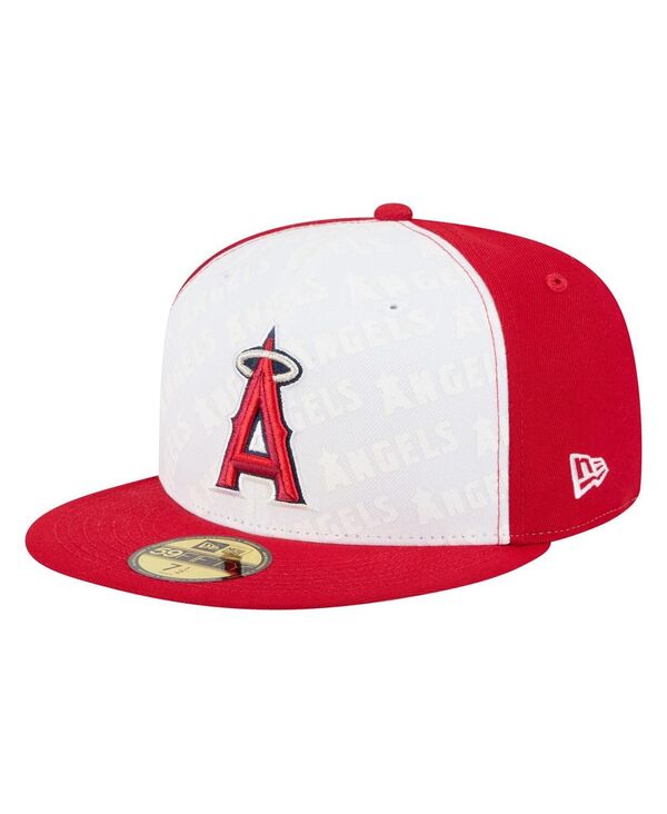 ニューエラ メンズ アクセサリー 帽子 New Era Men's White/Red Los Angeles Angels Repeat 59FIFTY Fi...