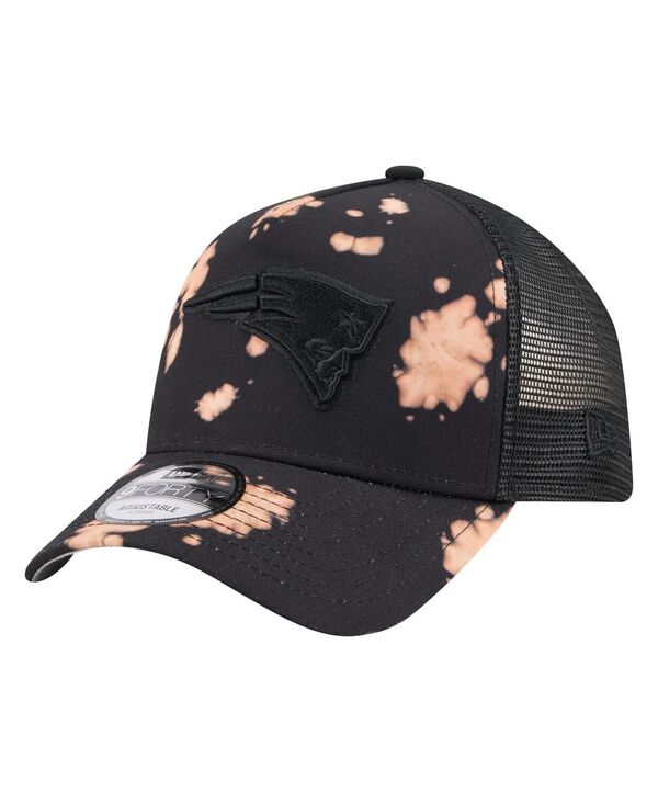 ニューエラ メンズ アクセサリー 帽子 New Era Men'sBlack New England Patriots Bleached 9FORTY A-Fr...