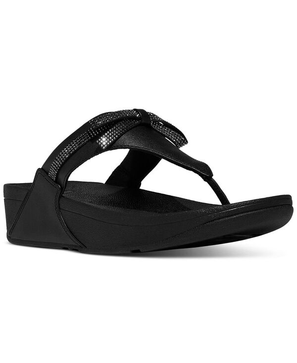 フィットフロップ レディース シューズ サンダル レザー FitFlop Women's Lulu Glitz-Bow Leather Toe-Post Sandals All Black ブラック