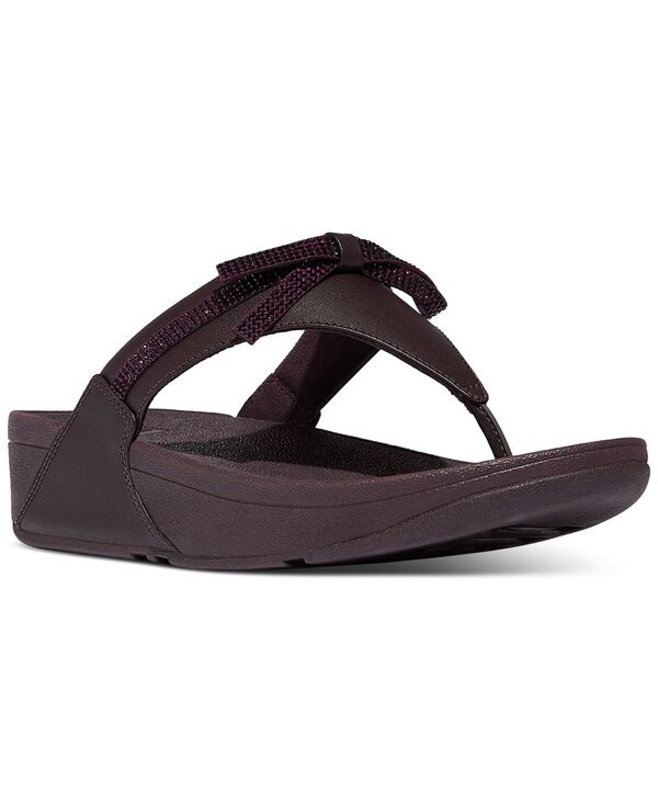 フィットフロップ レディース シューズ サンダル レザー FitFlop Women's Lulu Glitz-Bow Leather Toe-Post Sandals Plumberry