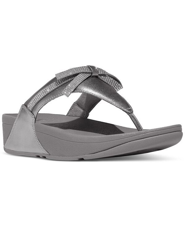 フィットフロップ レディース シューズ サンダル レザー FitFlop Women's Lulu Glitz-Bow Leather Toe-Post Sandals Silvereen