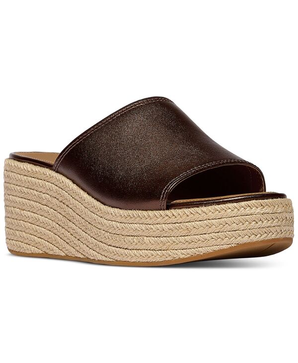 フィットフロップ レディース シューズ サンダル プラットフォーム レザー FitFlop Women's Platforms Espadrille Leather Wedge Slide Sandals Metallic Chocolate Brown ブラウン