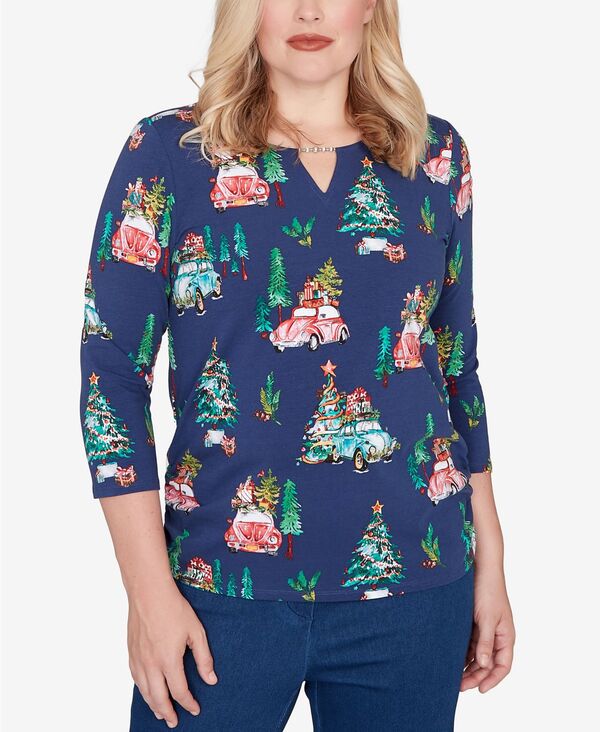 アルフレッド ダナー レディース トップス シャツ プリント Alfred Dunner Women's Classic Christmas ..