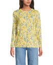 【送料無料】 ランズエンド レディース シャツ トップス Women's Relaxed Supima Cotton Long Sleeve Crew Neck T-Shirt Golden candle light floral