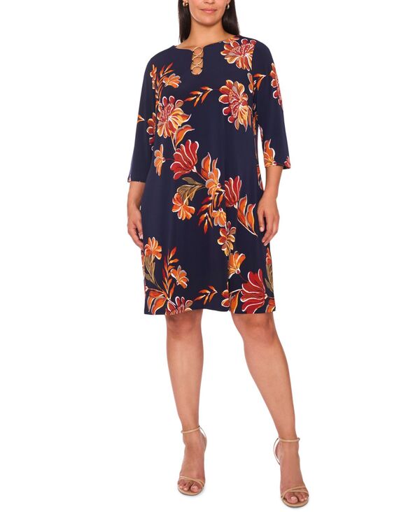 ミスク レディース トップス ワンピース プラスサイズ MSK Plus Size 3-Ring Shift Knee-Length Dress ..