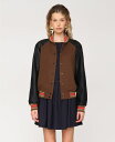 【送料無料】 アヴェックレフィーユ レディース ジャケット・ブルゾン アウター Women's Combo Sleeve and Roll Collar Varsity Bomber Jacket Chocolate