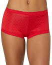 【送料無料】 メイデンフォーム レディース パンツ アンダーウェア Lace Trim Microfiber Boyshort Underwear 40760 Holly Berry Heart Print