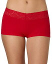 【送料無料】 メイデンフォーム レディース パンツ アンダーウェア Cotton Dream Lace Boyshort Underwear 40859 Holly Berry Red