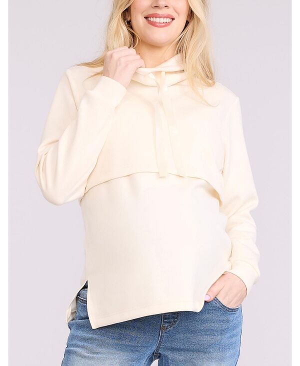 【送料無料】 マザーフッドマタニティー レディース パーカー・スウェット アウター Women's Funnel Neck Pullover Nursing Sweatshirt - Motherhood Maternity Antique white