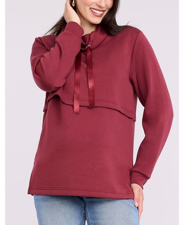 【送料無料】 マザーフッドマタニティー レディース パーカー・スウェット アウター Women's Funnel Neck Pullover Nursing Sweatshirt - Motherhood Maternity Tawny port