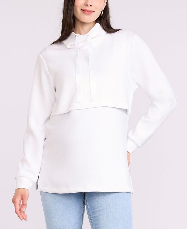 【送料無料】 マザーフッドマタニティー レディース パーカー・スウェット アウター Women's Funnel Neck Pullover Nursing Sweatshirt - Motherhood Maternity White