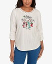 【送料無料】 アルフレッド ダナー レディース シャツ トップス Petite Classic Holiday Stockings Gathered Sleeve Top Oatmeal