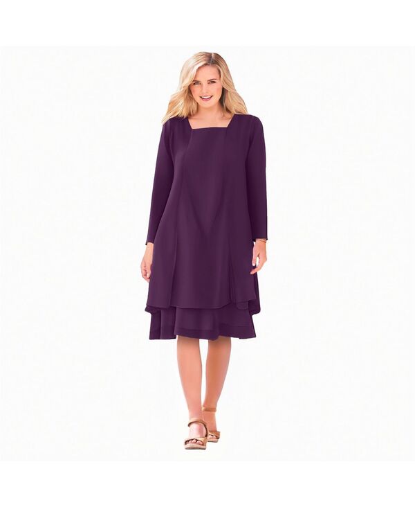 【送料無料】 ウーマン ウィズイン レディース ワンピース トップス Women's Within 2-Piece Jacket Dress Eggplant