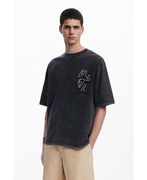 デジグアル メンズ トップス Tシャツ デニム Desigual Men's Denim T-shirt Mickey Mouse Black ブラック