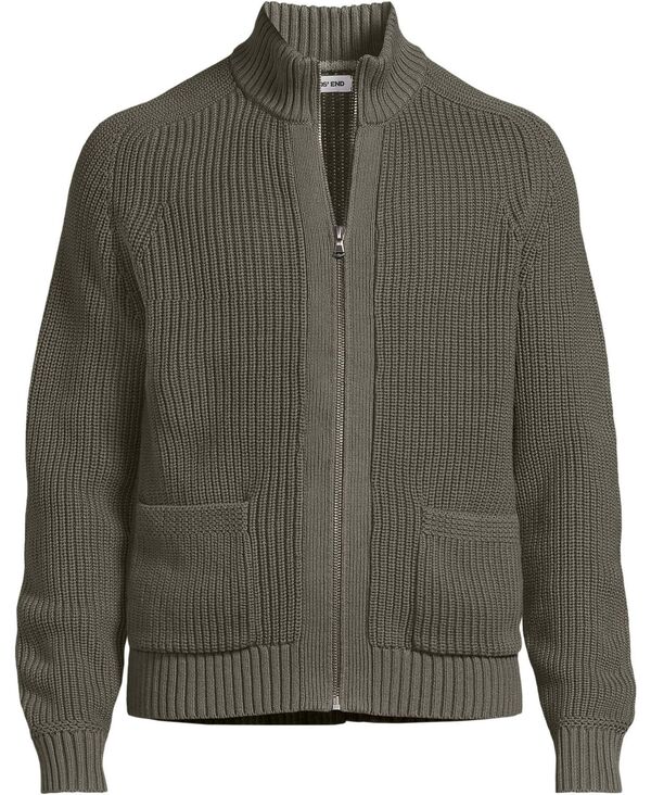 ランズエンド メンズ アウター ニット・セーター Lands' End Men's Long Sleeve Drifter Full Zip Cardigan Sweater Forest moss