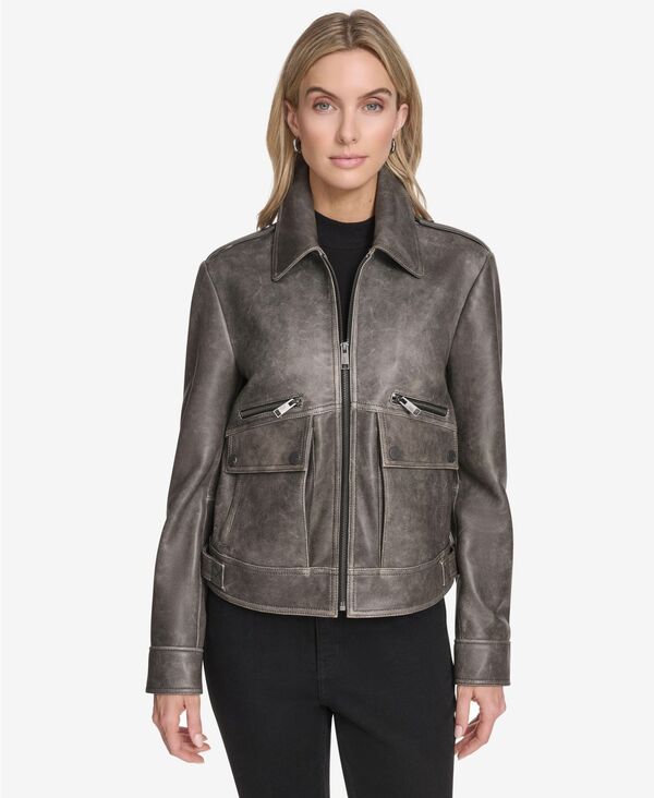 アンドリューマーク レディース アウター ジャケット・ブルゾン レザー ジャケット Andrew Marc Women's Addis Aviator Leather Jacket Black ブラック
